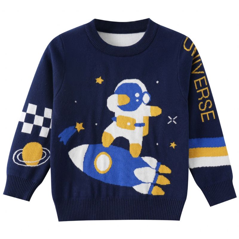 Drenge Tegneserie Strikket Sweater Børnetøj Space Astronaut Mønster