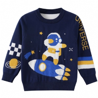 Drenge Tegneserie Strikket Sweater Børnetøj Space Astronaut Mønster