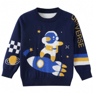 Drenge Tegneserie Strikket Sweater Børnetøj Space Astronaut Mønster