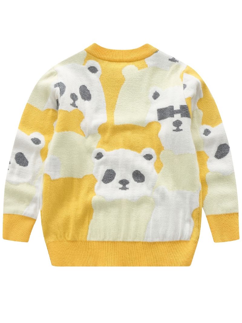 Panda-mønster Langærmet Sweater Til Vintertøj Til Børn