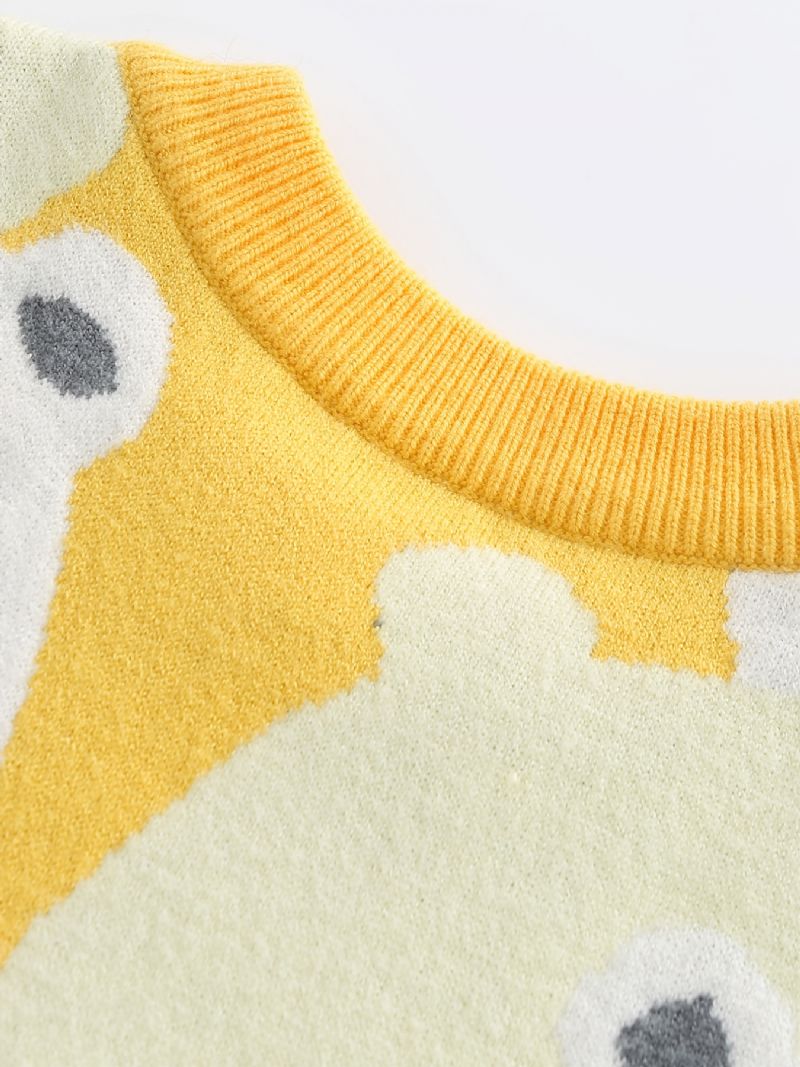 Panda-mønster Langærmet Sweater Til Vintertøj Til Børn