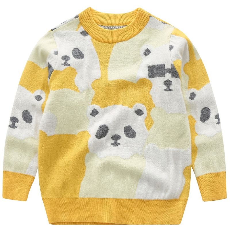 Panda-mønster Langærmet Sweater Til Vintertøj Til Børn