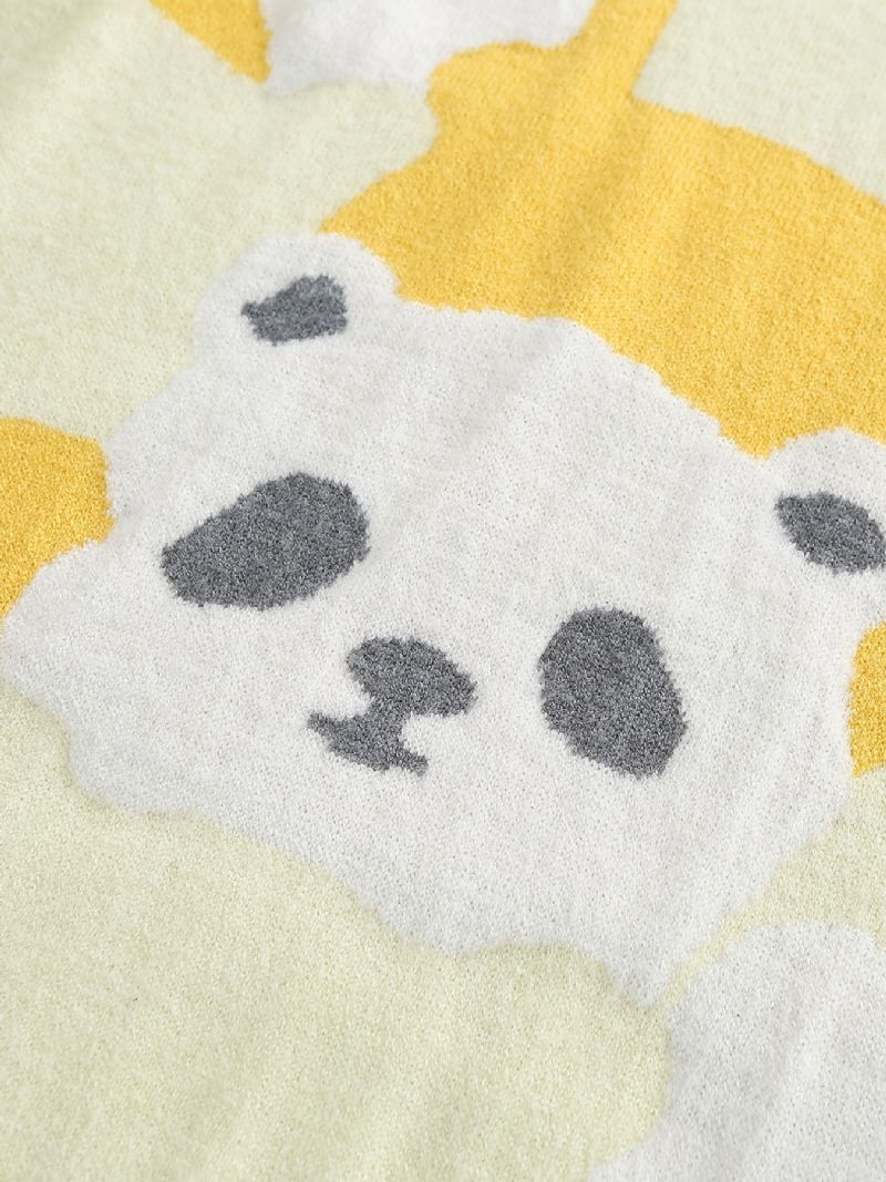 Panda-mønster Langærmet Sweater Til Vintertøj Til Børn