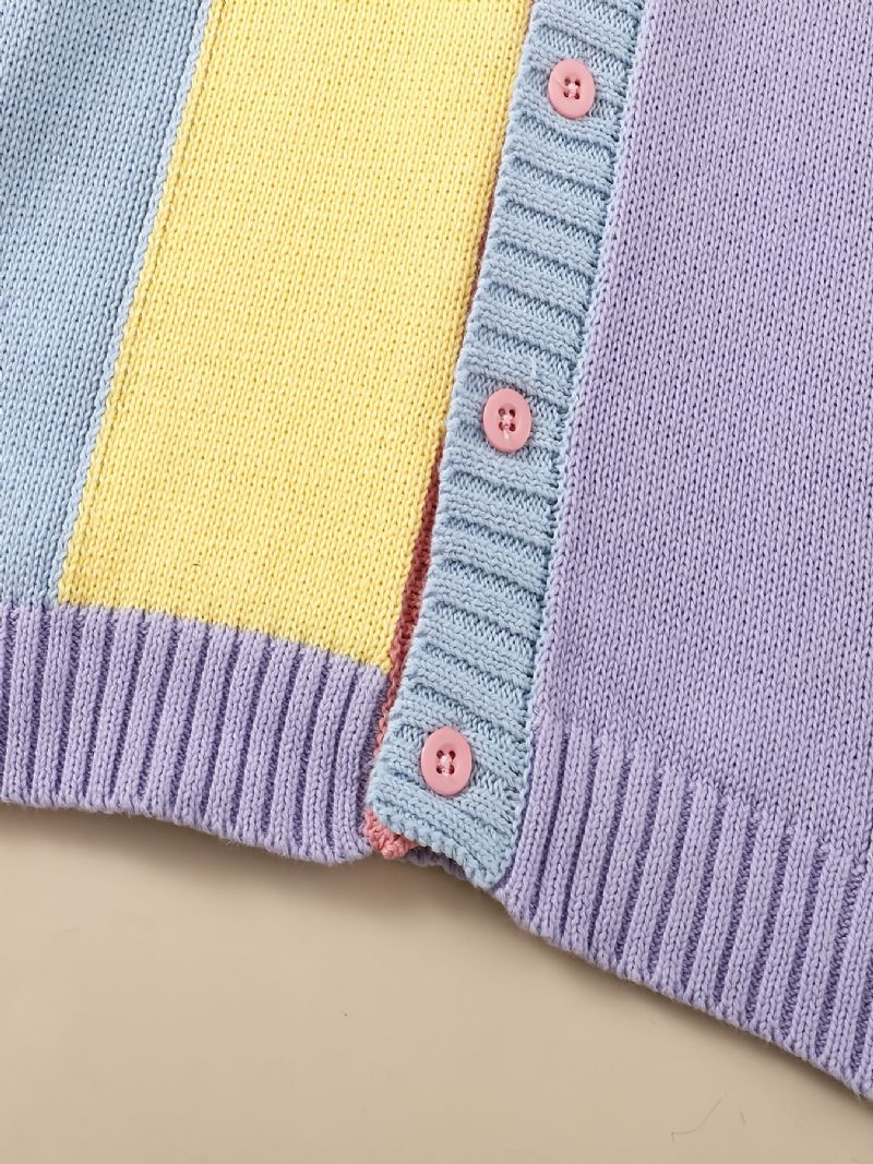 Piger Casual Cute Color Block Strikket Cardigan Sweater Outwear Til Vinter