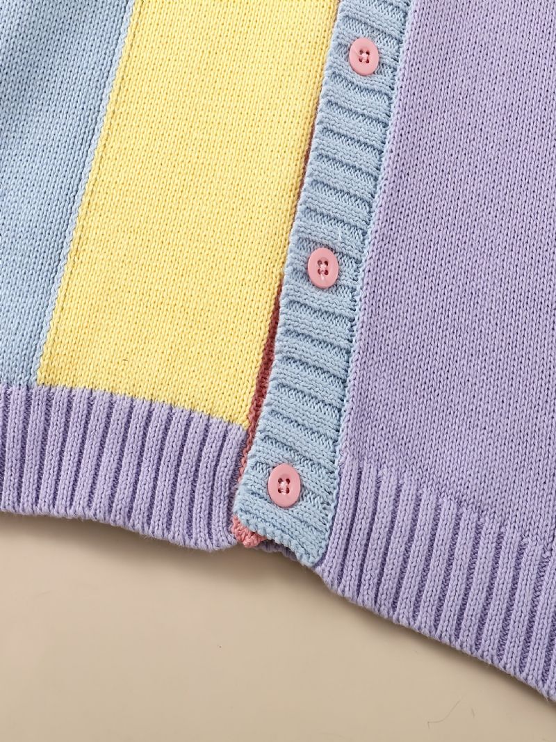 Piger Casual Cute Color Block Strikket Cardigan Sweater Outwear Til Vinter