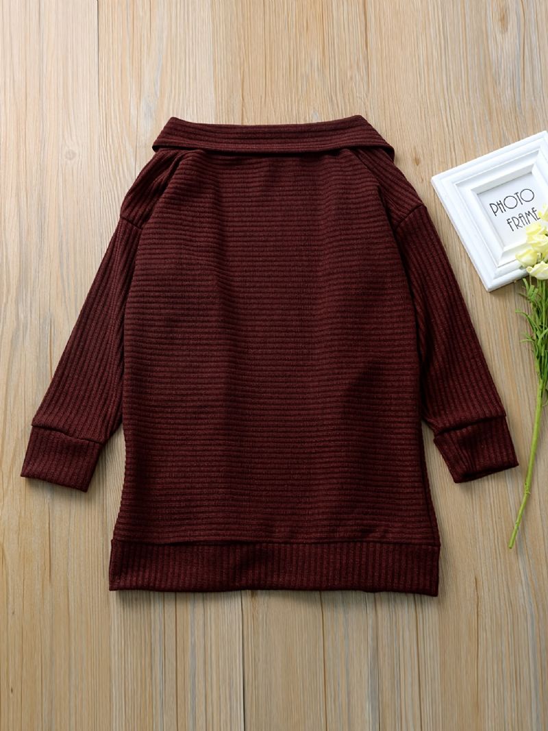 Piger Casual Strikket Cardigan Sweater Outwear Langærmet Termisk Solid