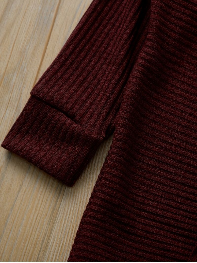 Piger Casual Strikket Cardigan Sweater Outwear Langærmet Termisk Solid