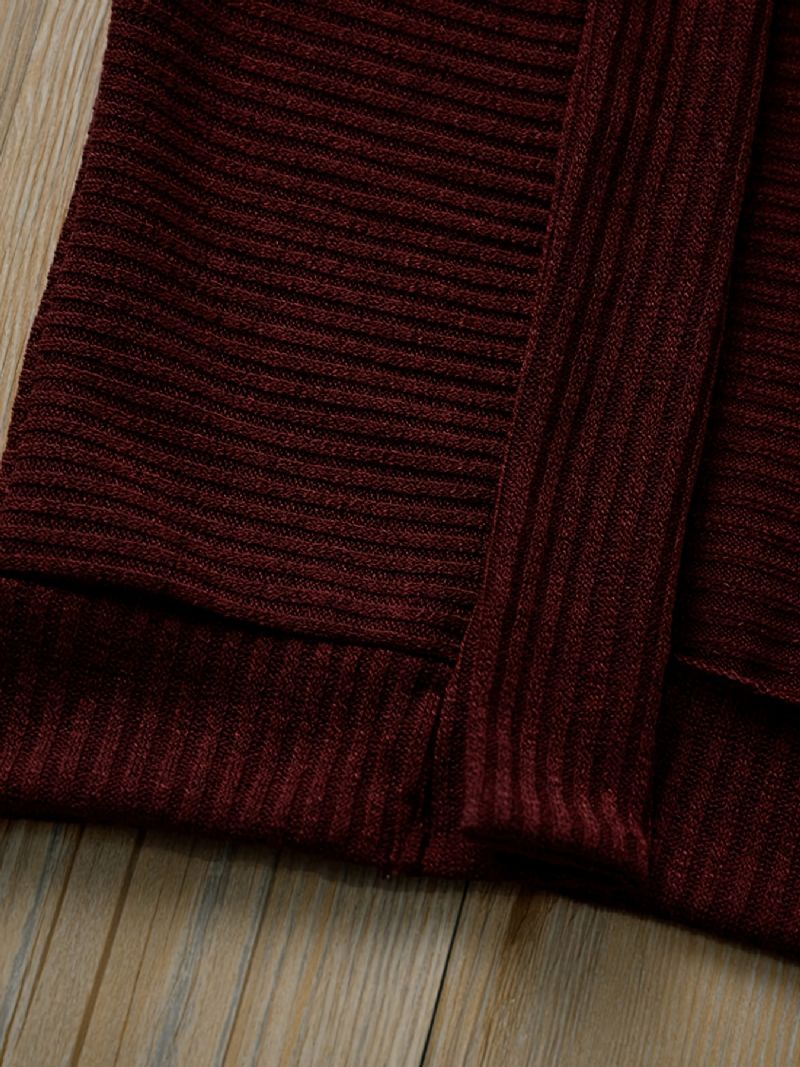 Piger Casual Strikket Cardigan Sweater Outwear Langærmet Termisk Solid