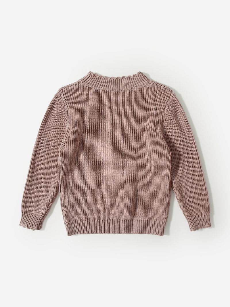 Piger Casual Strikket Flæser Sweater Termisk Rund Hals Top Til Forår Efterår