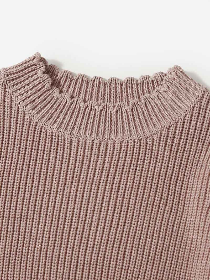 Piger Casual Strikket Flæser Sweater Termisk Rund Hals Top Til Forår Efterår