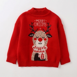 Piger Drenge Strikket Pullover Sweater Med Elk Print Til Efterår Vinter Ny Jul