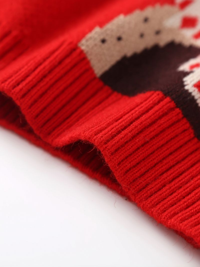 Piger Drenge Strikket Pullover Sweater Med Elk Print Til Efterår Vinter Ny Jul