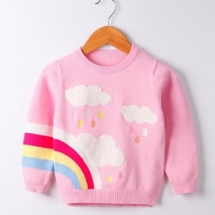 Piger Pullover Sweater Med Tegneserie Sky Regnbue Trykt Til Vinter Ny