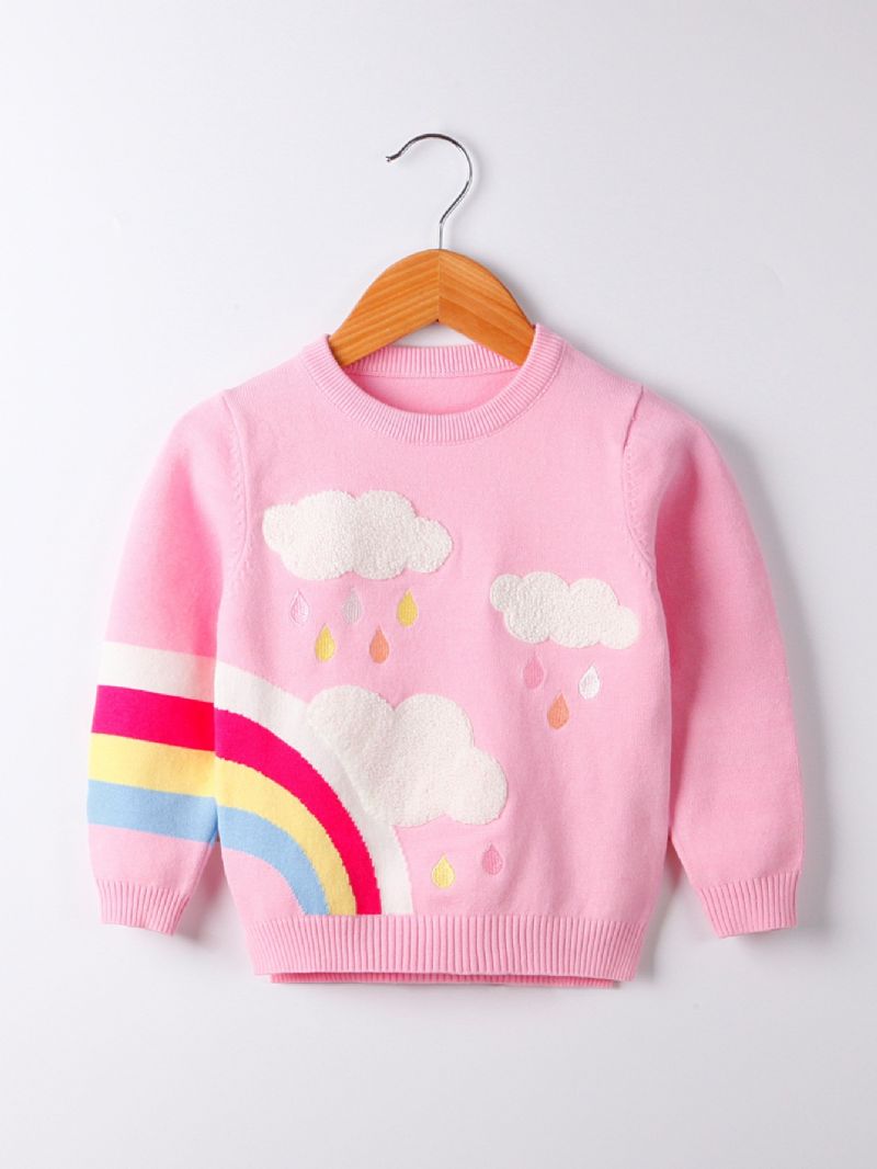 Piger Pullover Sweater Med Tegneserie Sky Regnbue Trykt Til Vinter Ny