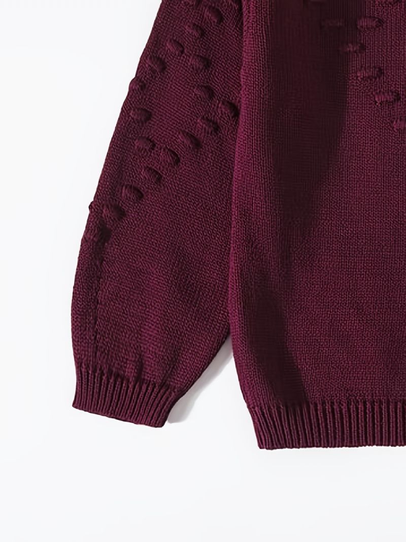 Piger Solid Termisk Pullover Sweater Med Kabel Strik Mønster Til Vinter Børnetøj