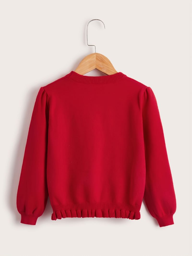 Piger Strikket Pullover Sweater Med Hjerte Print Til Jul Efterår Vinter Ny