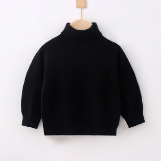 Piger Turtle Neck Langærmet Strikket Ensfarvet Sweater Børnetøj Til Vinter Forår