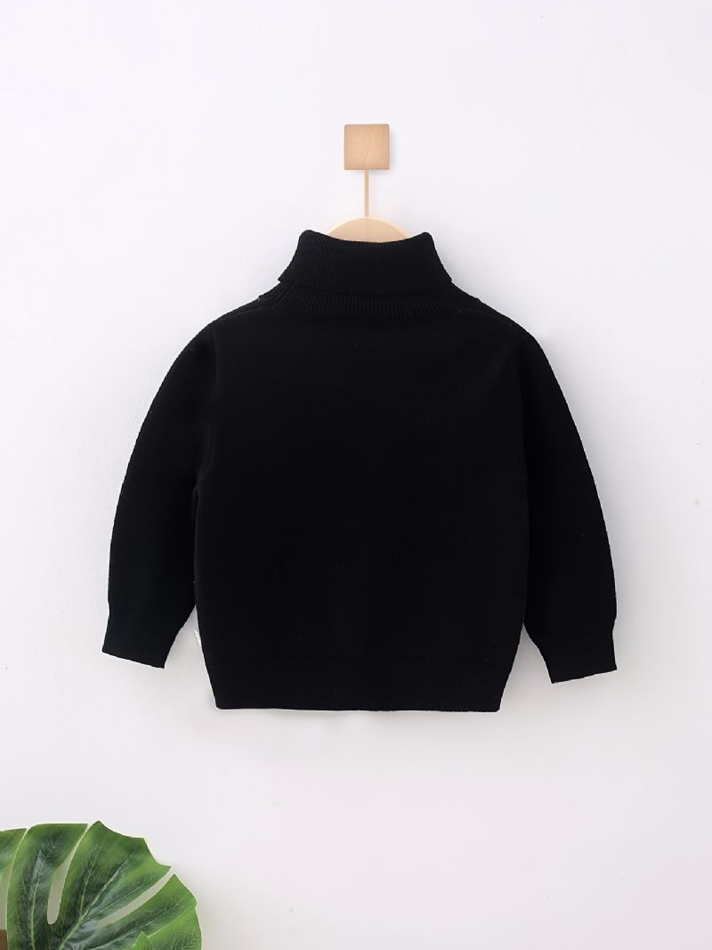 Piger Turtle Neck Langærmet Strikket Ensfarvet Sweater Børnetøj Til Vinter Forår