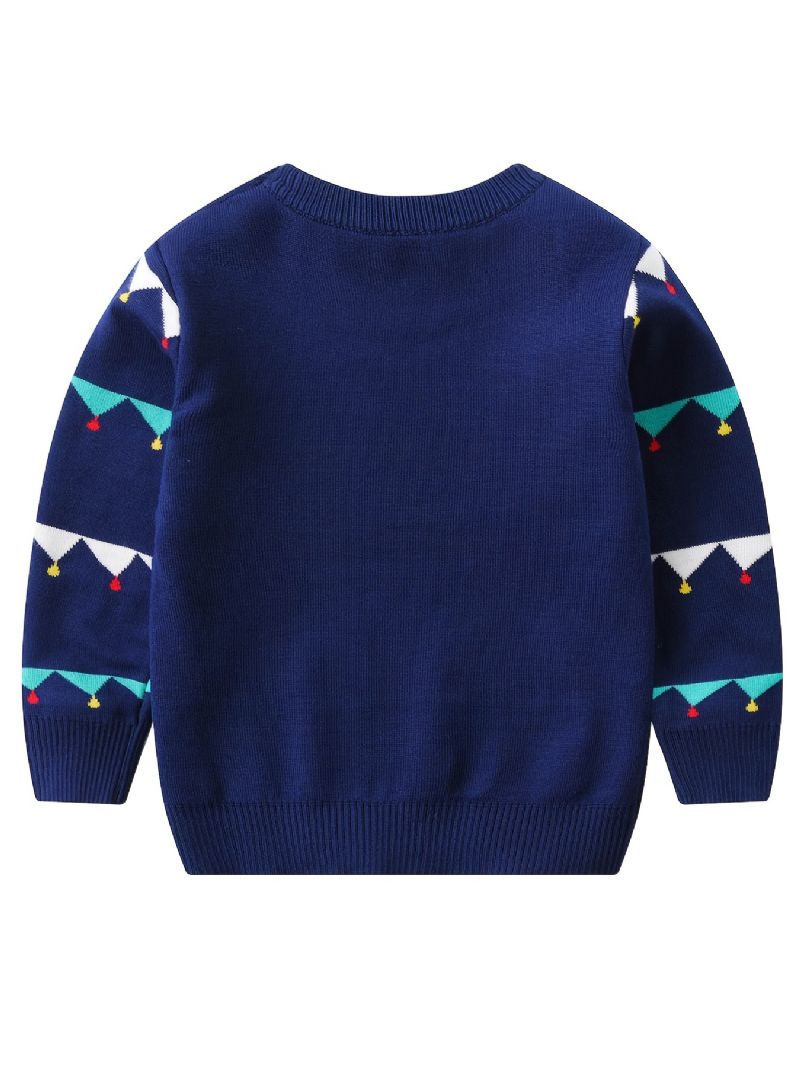 Småbørn Baby Drenge Piger Jule Tegneserie Dinosaur Print Rund Hals Strikket Sweater