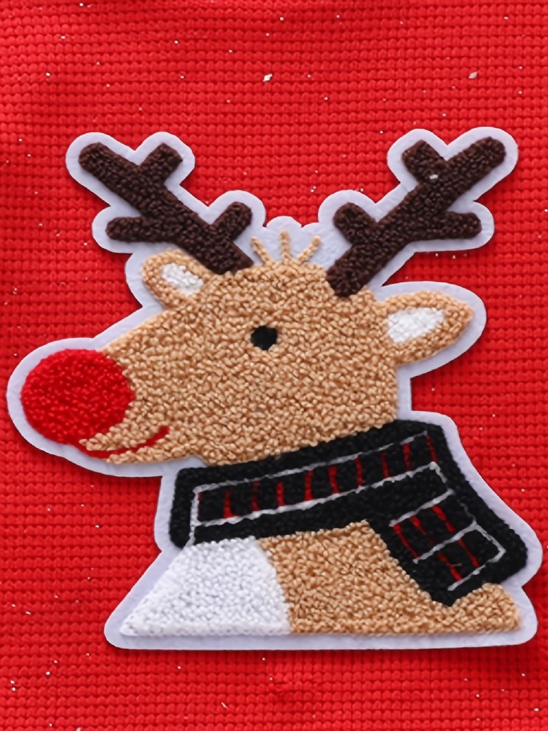 Småbørn Drenge Piger Christmas Elk Broderet Sweater Rund Hals Strikket Pullover