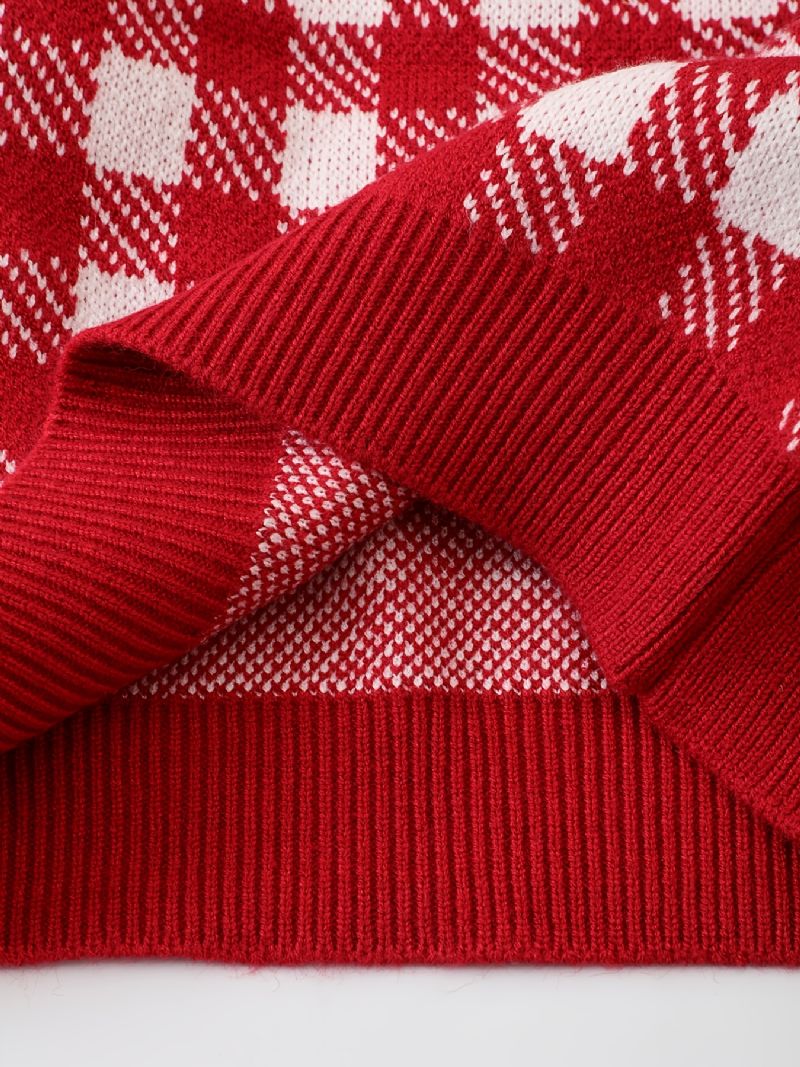Småbørn Drenge Piger Jul Plaid Sweater Rundhalset Strikket Pullover