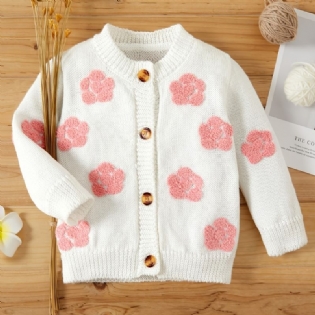 Småbørns Babypiger Strikket Cardigan Sweater Toppe Med Kabelstrik Mønster Til Vinter Babytøj