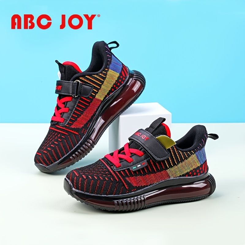 Abc Joy Drenge Casual Strikkede Sneakers Med Farverige Striber Blød Sål Åndbar Hurtigtørrende Skridsikre Sko