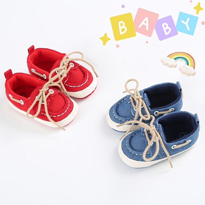 Baby Drenge Casual Canvas Loafers Lette Snøresko Til Foråret