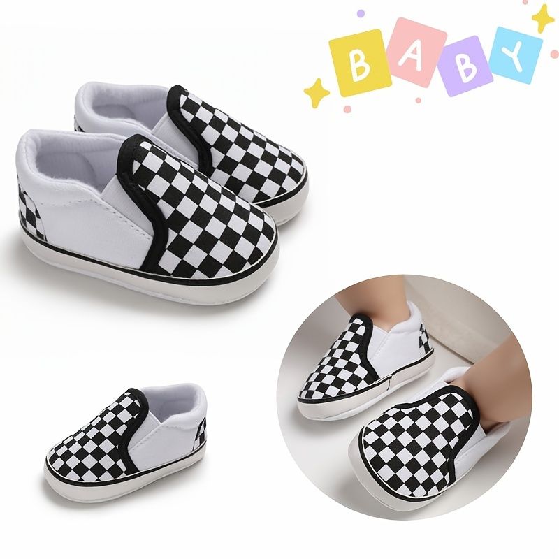 Baby Drenge Casual Canvas Plaid Loafers Sko Blød Sål Non Slip First Walkers Sko