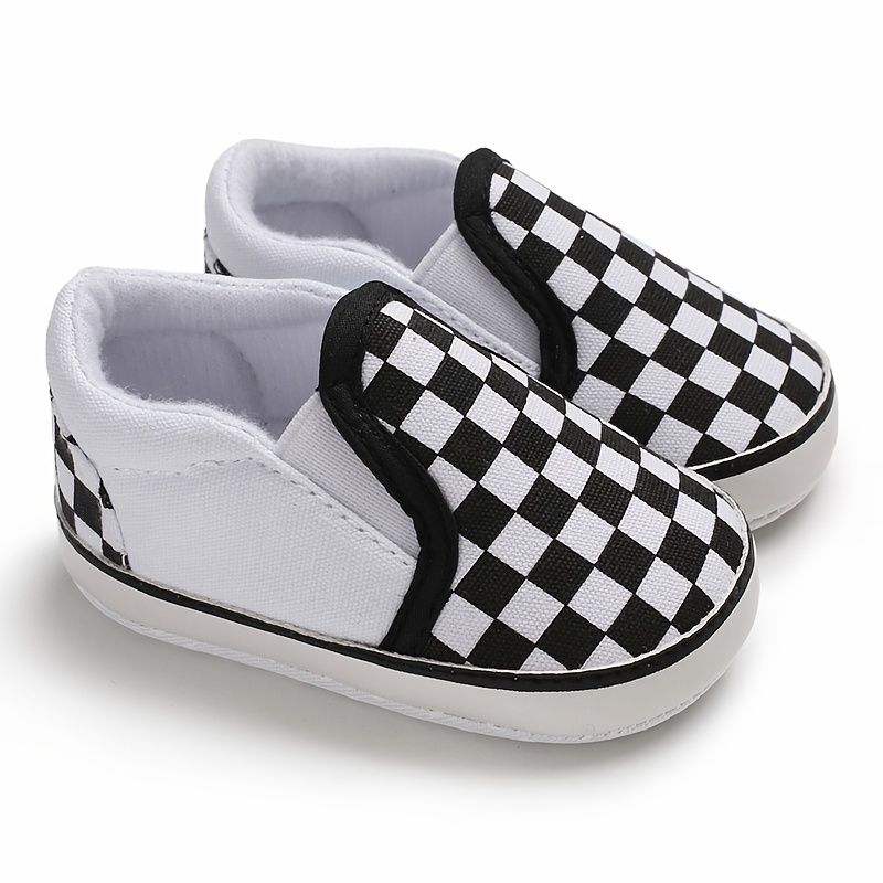 Baby Drenge Casual Canvas Plaid Loafers Sko Blød Sål Non Slip First Walkers Sko