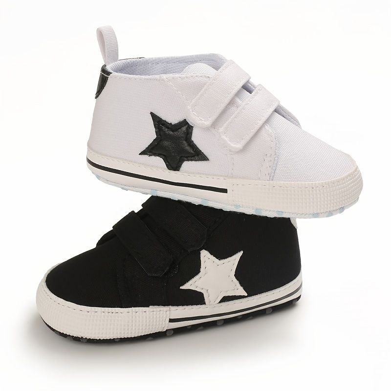 Baby Drenge Casual Canvas Sneakers Med Stjerneprint Skridsikker Letvægts Krogløkke Vandresko