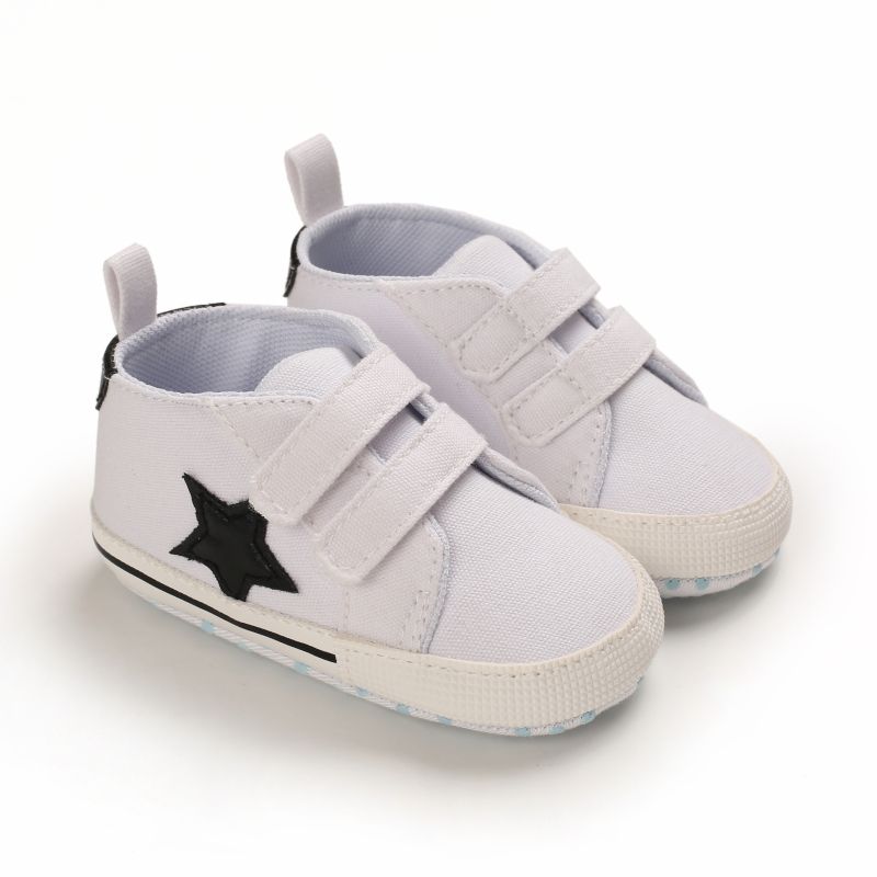 Baby Drenge Casual Canvas Sneakers Med Stjerneprint Skridsikker Letvægts Krogløkke Vandresko