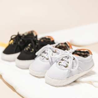 Baby Drenge Casual Simple Canvas Sneakers Klassiske Skridsikre Bløde Såler Snøresko Til Småbørn Til Gåture