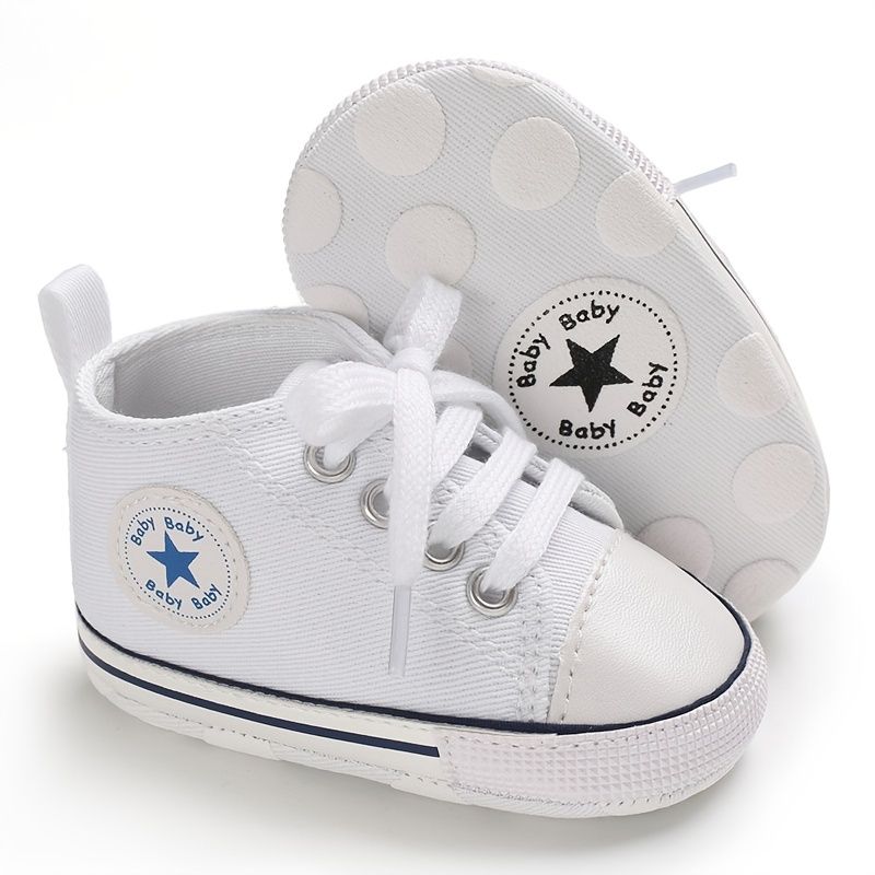 Baby Drenge Piger Casual High Top Sko Lette Snøre Sneakers Canvas Til Udendørs