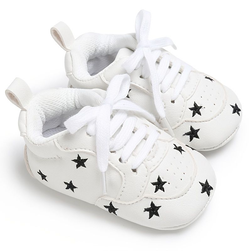 Baby Drenge Simple Star Broderede Sneakers Casual Blød Sål Åndbar Vandresko Med Snøre