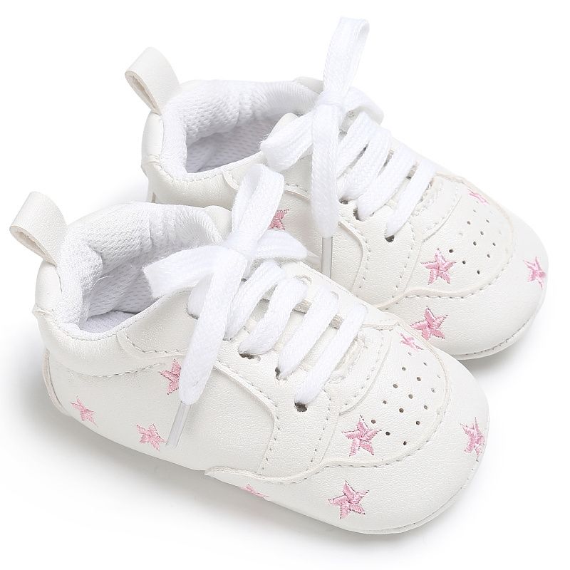 Baby Drenge Simple Star Broderede Sneakers Casual Blød Sål Åndbar Vandresko Med Snøre