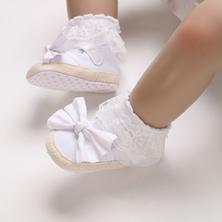 Baby Piger Sløjfe Flats Casual Blød Sål Spædbørn Princess Toddler Sko Krybbe Sko