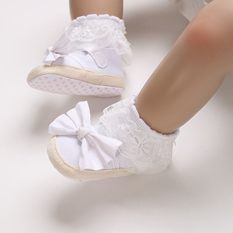 Baby Piger Sløjfe Flats Casual Blød Sål Spædbørn Princess Toddler Sko Krybbe Sko