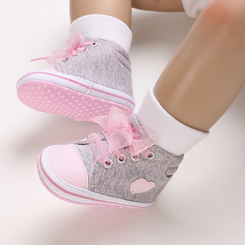 Babypiger Cute Heart Blonde Sneakers Casual Letvægts Blød Sål Prinsesse Småbørnssko