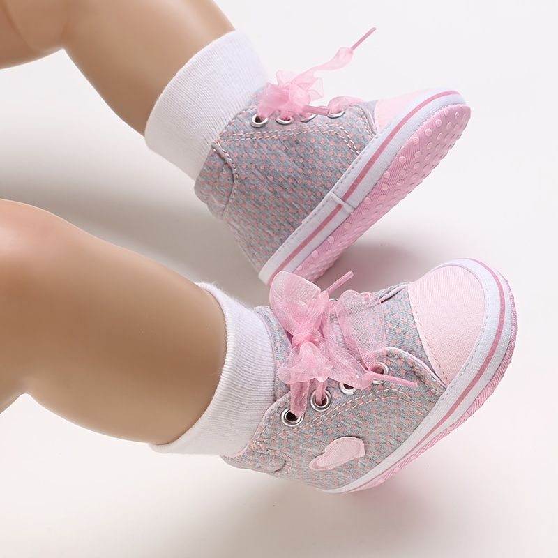 Babypiger Cute Heart Blonde Sneakers Casual Letvægts Blød Sål Prinsesse Småbørnssko