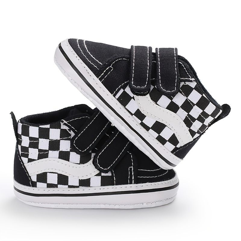 Børn Afslappet Blød Sål Skridsikker Plaid Velcro High-top Canvas Småbørnssko