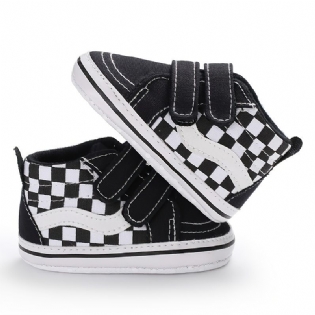 Børn Afslappet Blød Sål Skridsikker Plaid Velcro High-top Canvas Småbørnssko