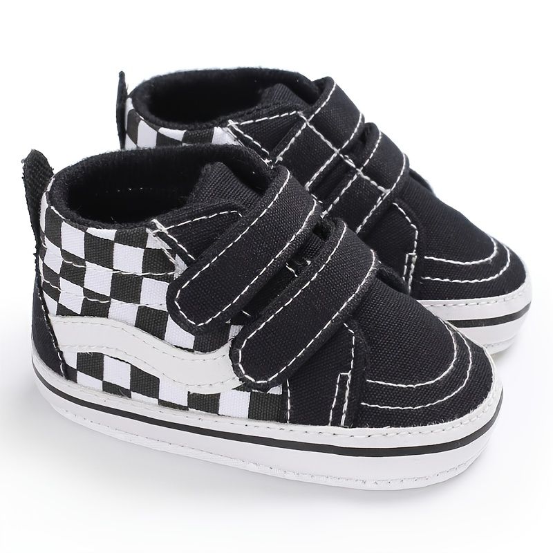 Børn Afslappet Blød Sål Skridsikker Plaid Velcro High-top Canvas Småbørnssko