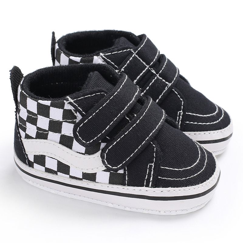 Børn Afslappet Blød Sål Skridsikker Plaid Velcro High-top Canvas Småbørnssko