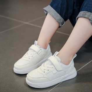 Drenge Casual Solid White Sneakers Snøre-up Vandtæt Low Top Skate Sko Til Udendørs