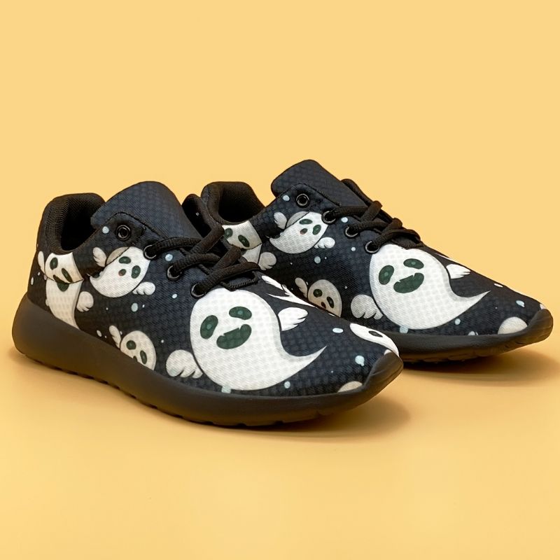 Dame Halloween Ghost Snørebånd Letvægts Casual Sneakers Piges Low Top Sneaker Sko