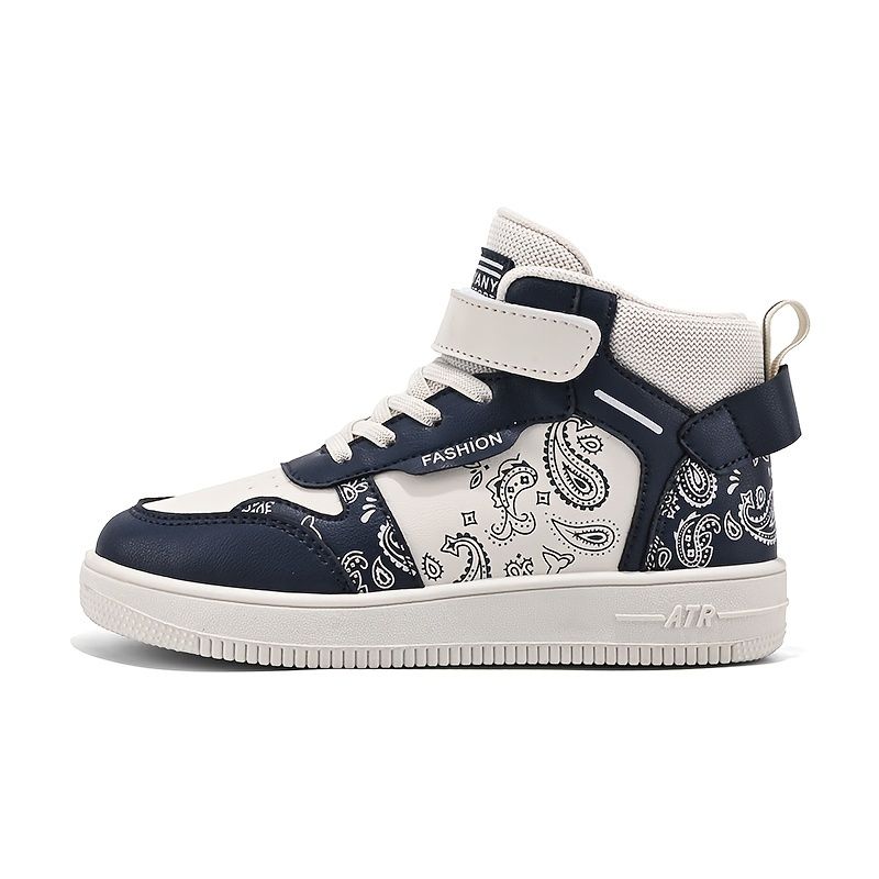 Drenge Casual Cute High Top Sneakers Vandtætte Color Block Skate Sko Med Graffiti Print Til Udendørs