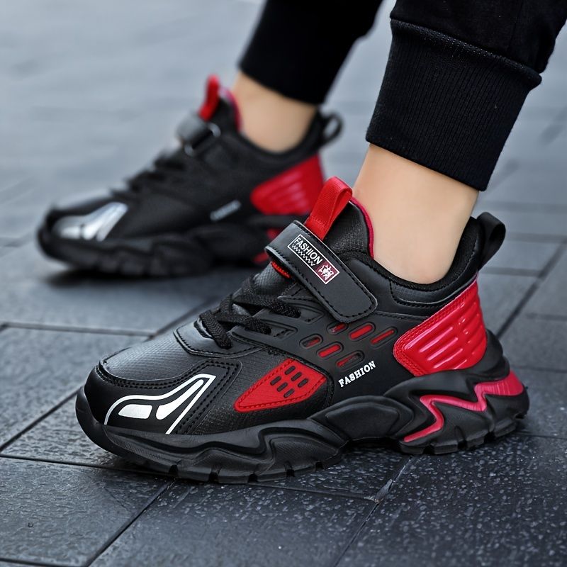 Drenge Casual Low Top Sneakers Lette Snørebånd Color Block Sportssko Til Vinter Udendørs
