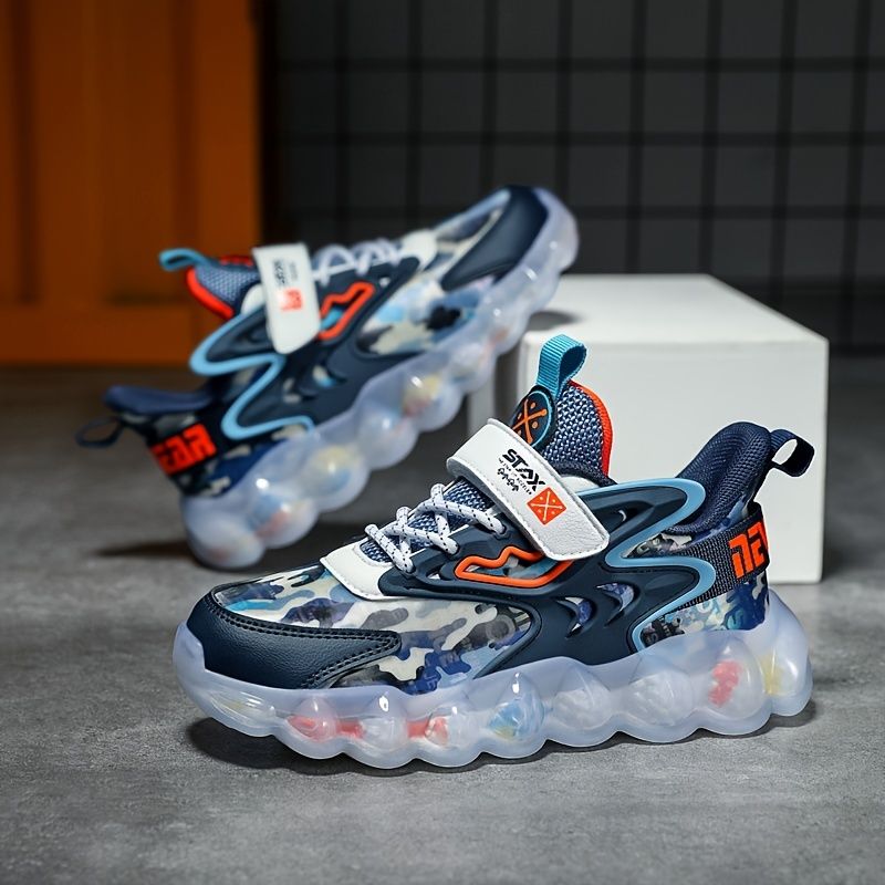 Drenge Casual Sneakers Med Camouflagetryk Med Platform Vandtætte Letvægts Åndbar Farveblok Mid Top Chunky Sko Til Udendørs