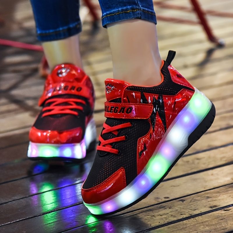 Drenge Led Light Sneakers Med Bløde Såler Letvægts Åndbare Og Skridsikre Fritidssko